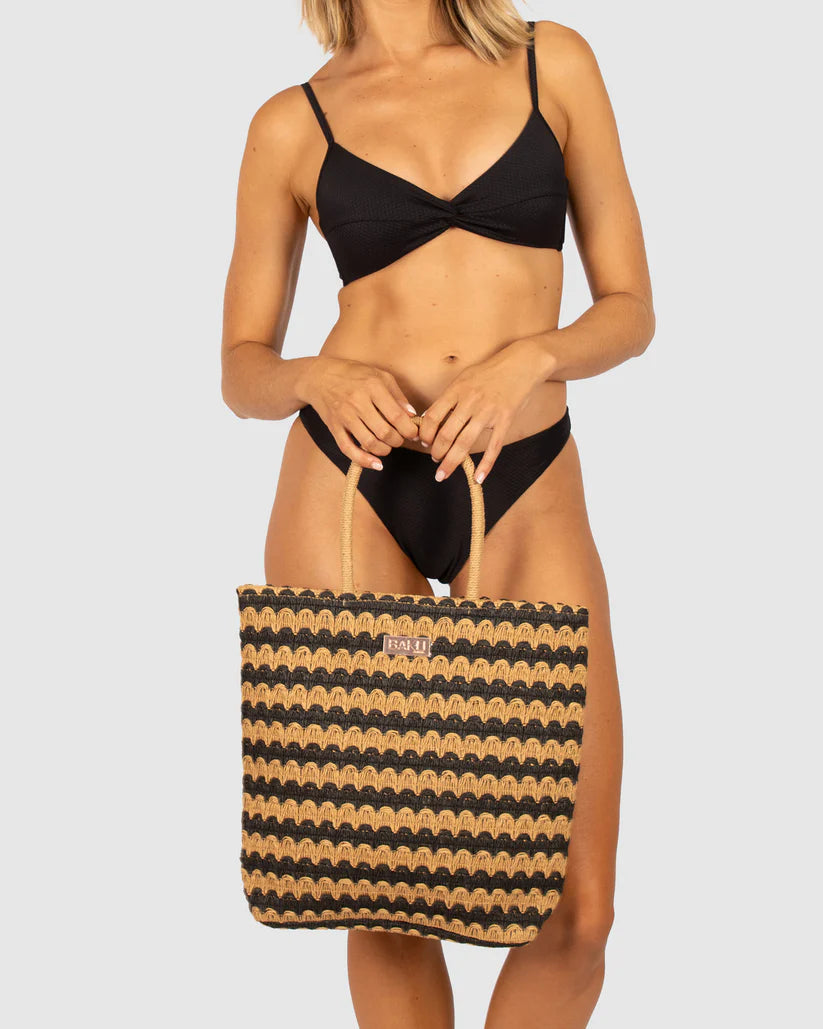 BAKU Striped Tote - Natural & Black