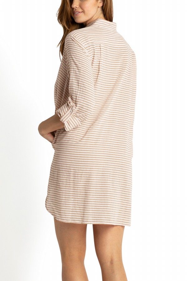 SUNSEEKER Summer Stripe Painters Shirt - Bone