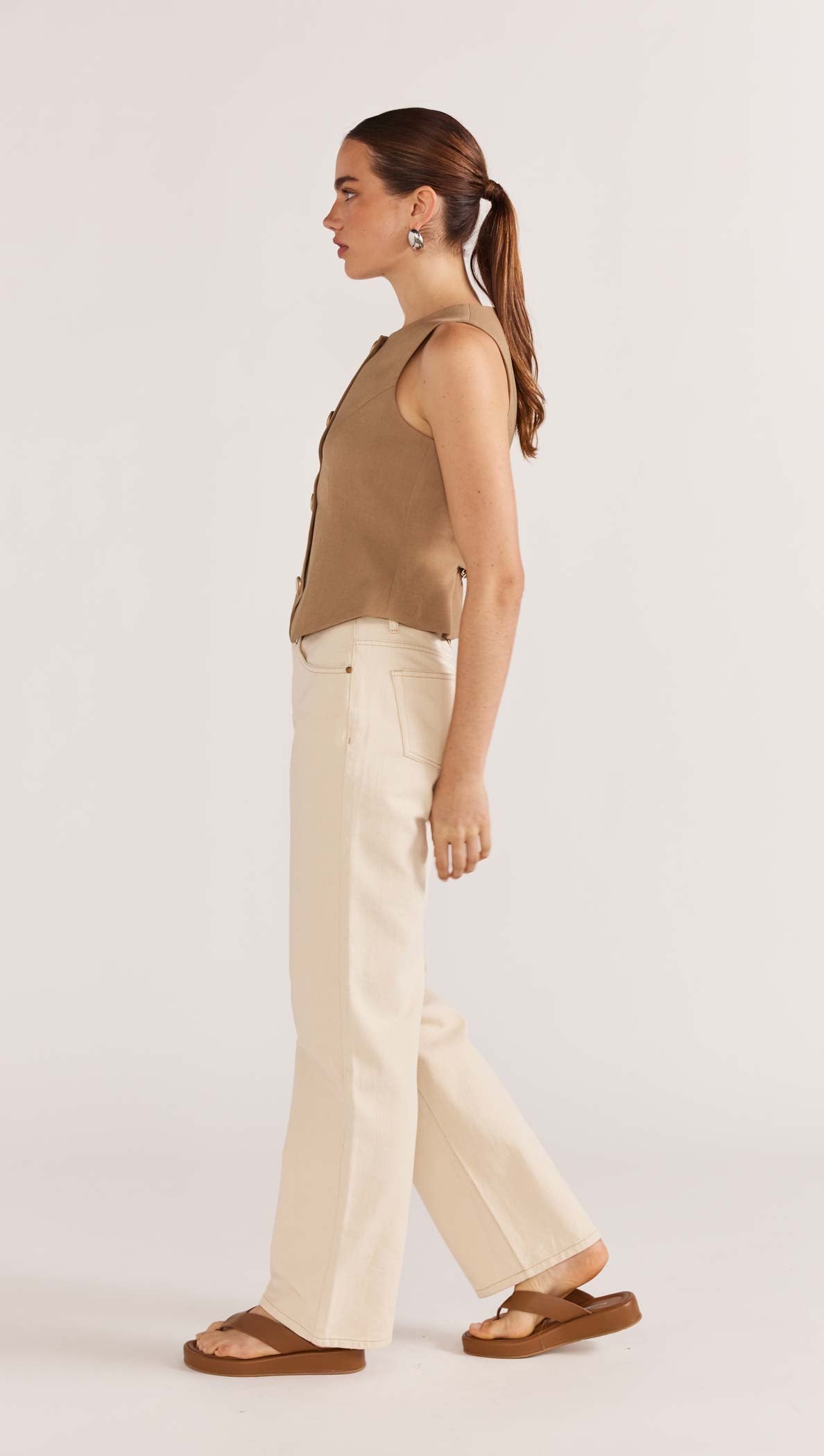 STAPLE THE LABEL Baxter Straight Leg Jeans - Ecru