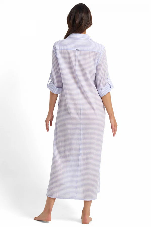 JANZTEN Fresh Button Midi Dress - Blue