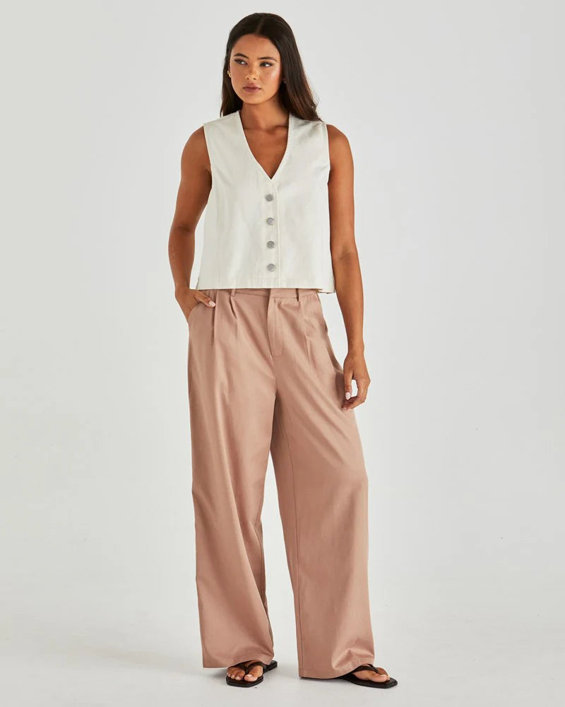 SASS Sabine Denim Vest - Parchment Wash