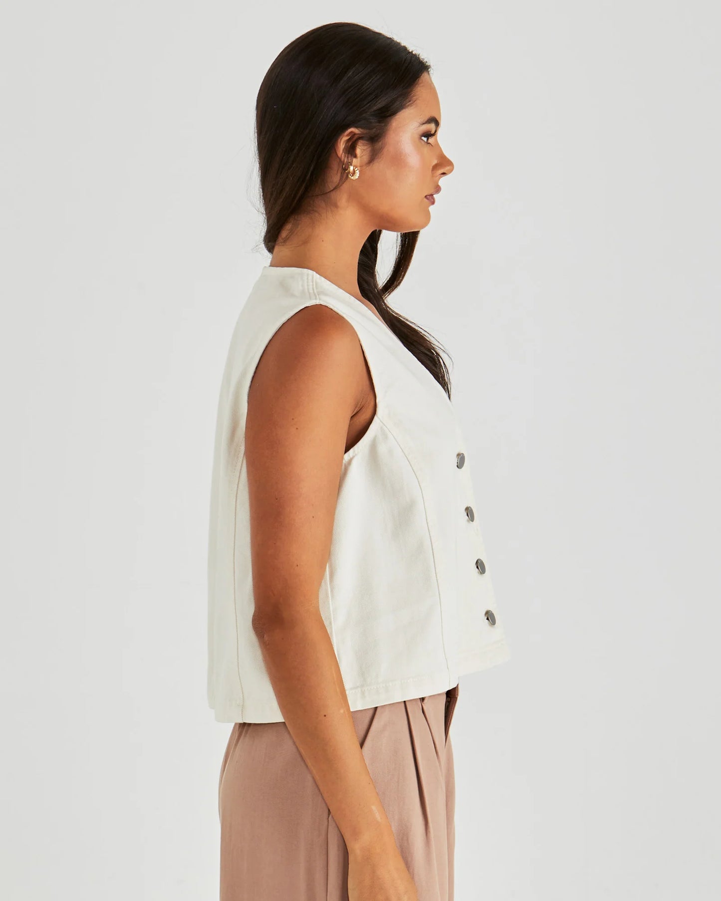 SASS Sabine Denim Vest - Parchment Wash