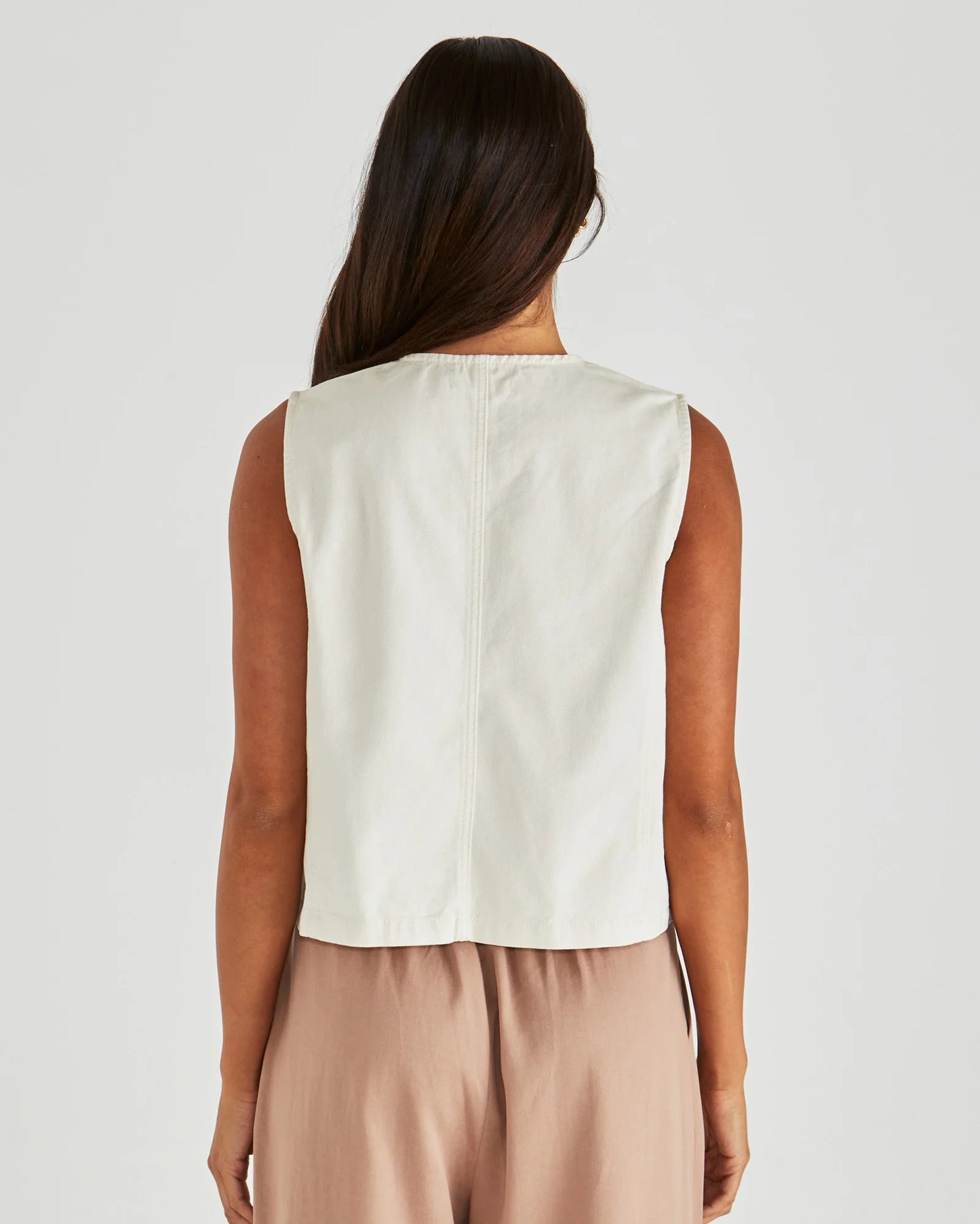 SASS Sabine Denim Vest - Parchment Wash