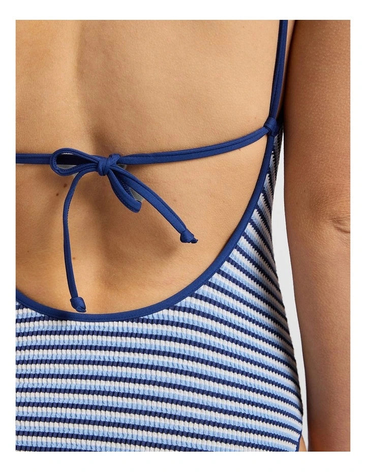 SEAFOLLY Horizons Scoop Neck Tie Back One Piece Swimsuit Marine