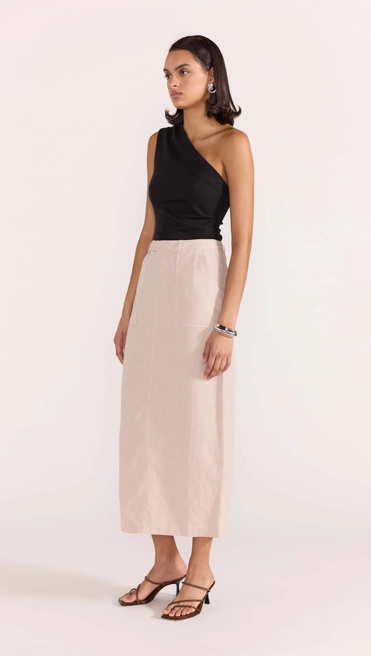 STAPLE THE LABEL Dylan One Shoulder Top - Black