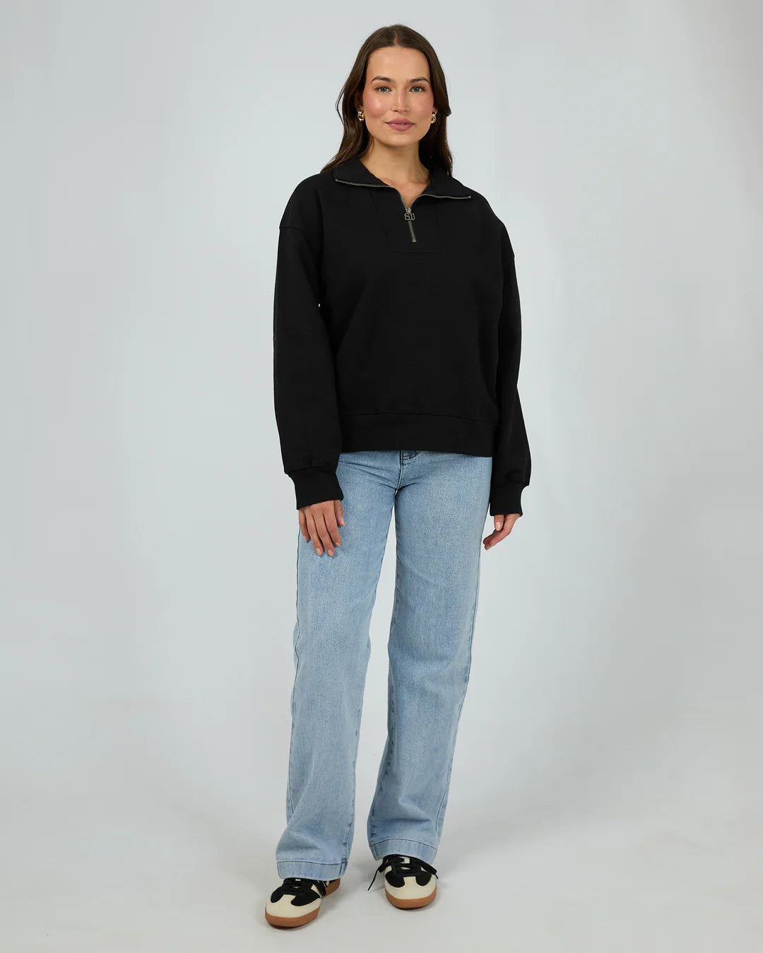 SILENT THEORY -Silent Luxe Quarter Zip Crew - Black