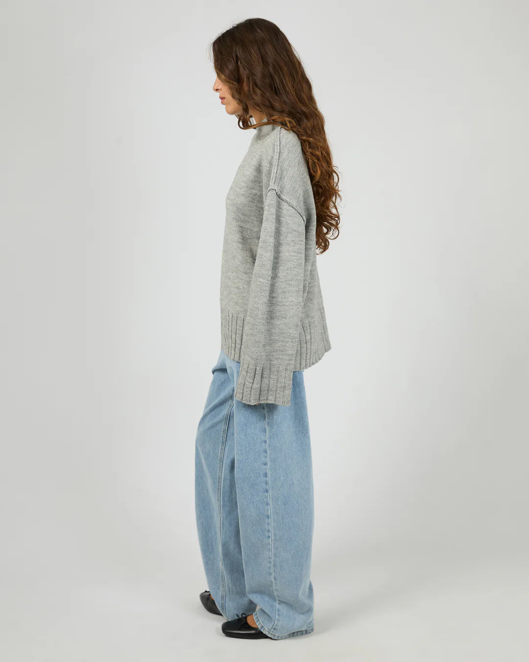 SILENT THEORY Lotus Knit Jumper - Grey Marle