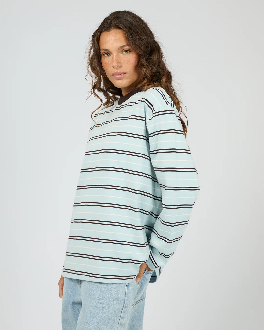 SILENT THEORY Stripe Long Sleeve Tee - Light Blue