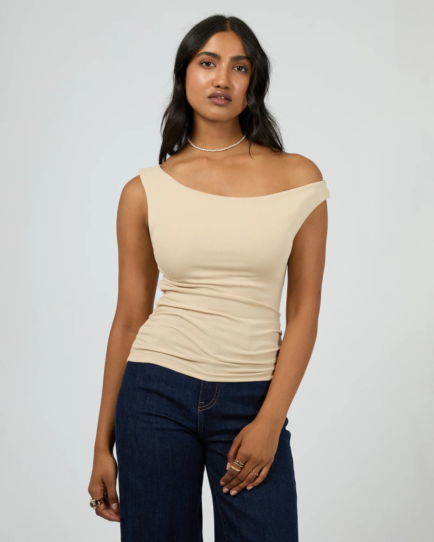 ALL ABOUT EVE Kylie Off Shoulder Top - Oat