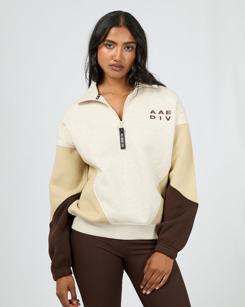 AAE ACTIVE Savannah Panel 1/4 Zip - Oatmeal