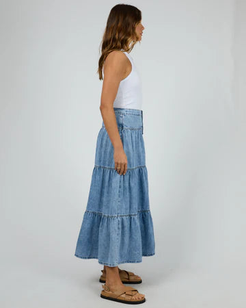 ALL ABOUT EVE Coco Denim Maxi Skirt - Light Blue