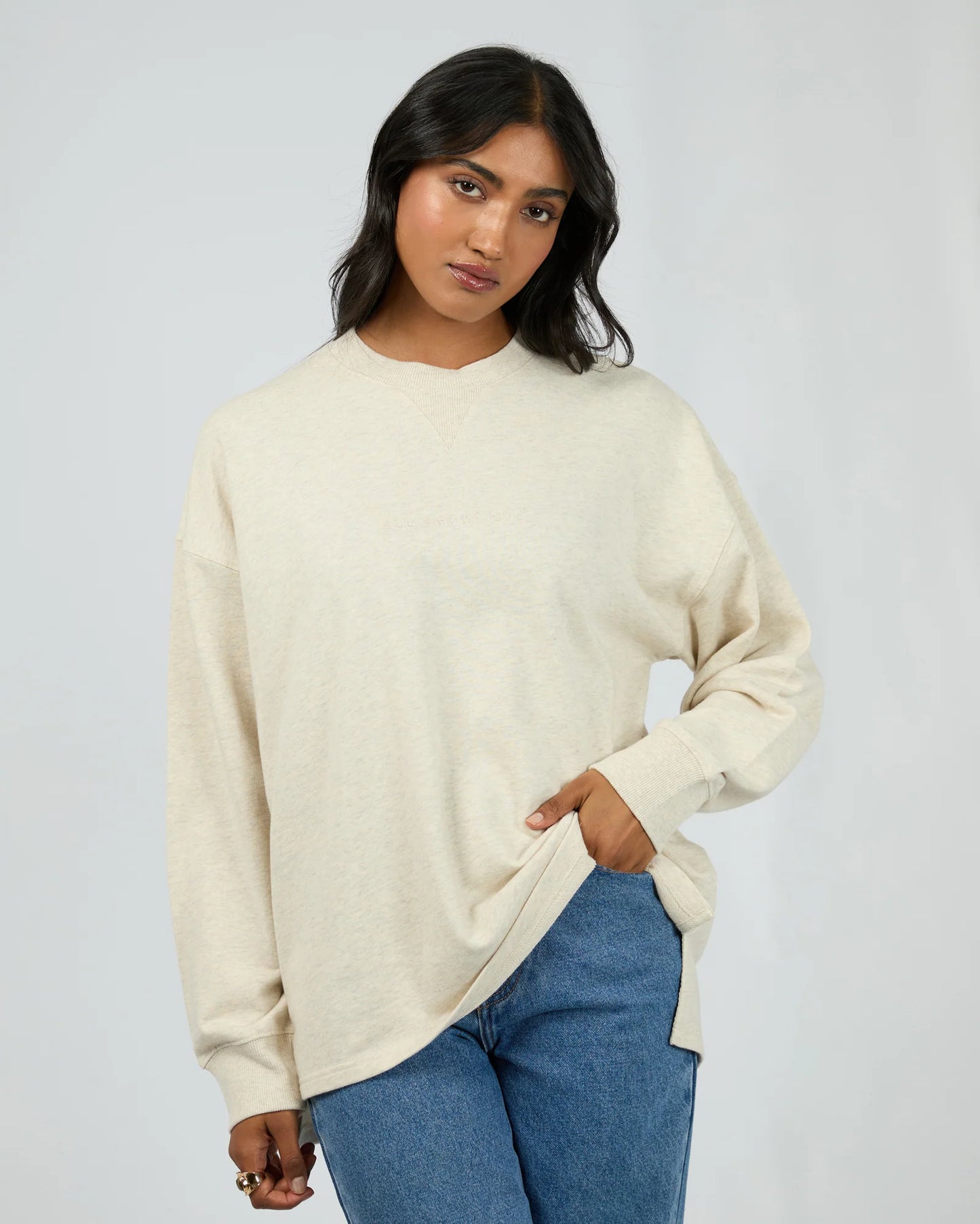 AAE Washed Relaxed Crew -Oatmeal