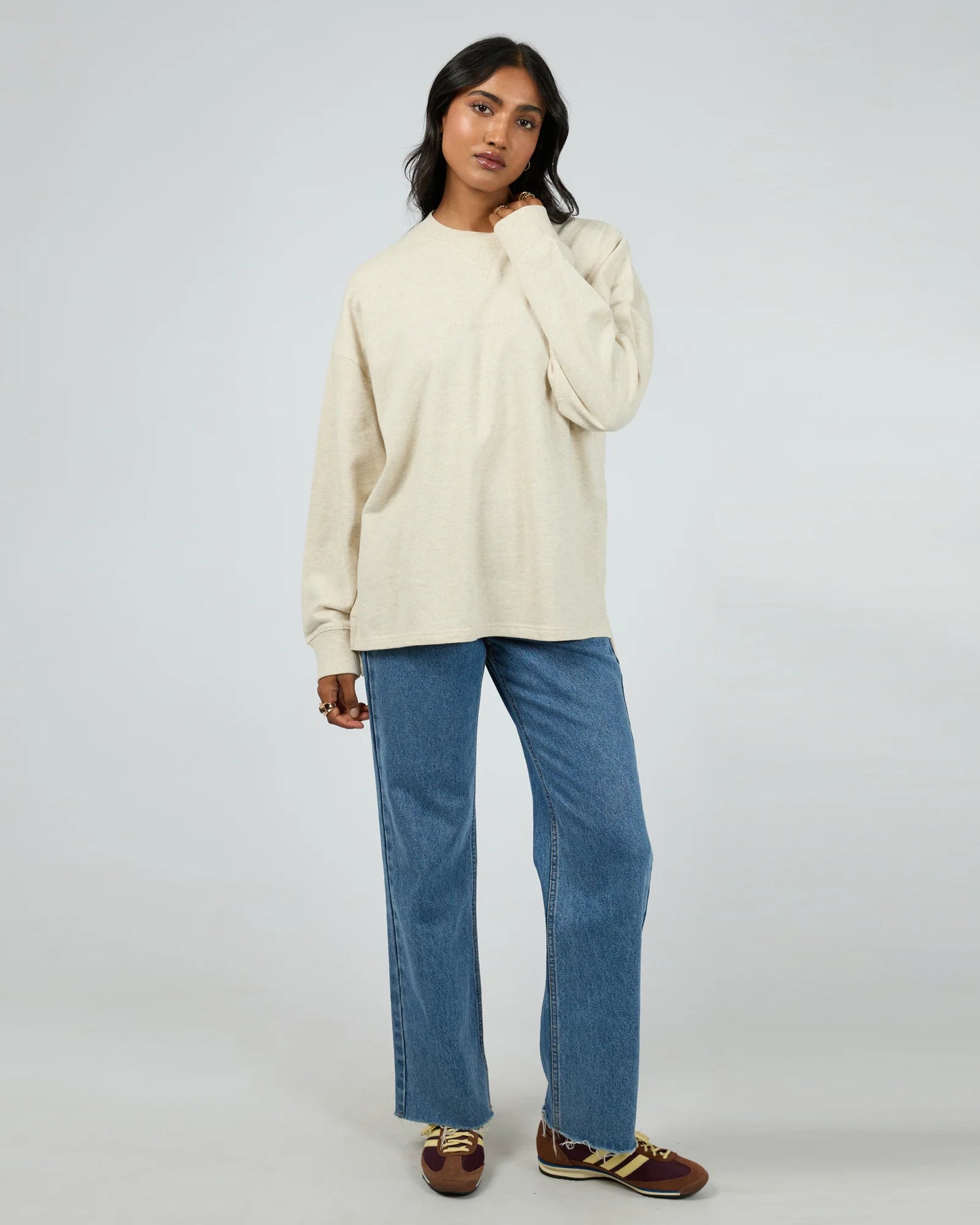 AAE Washed Relaxed Crew -Oatmeal