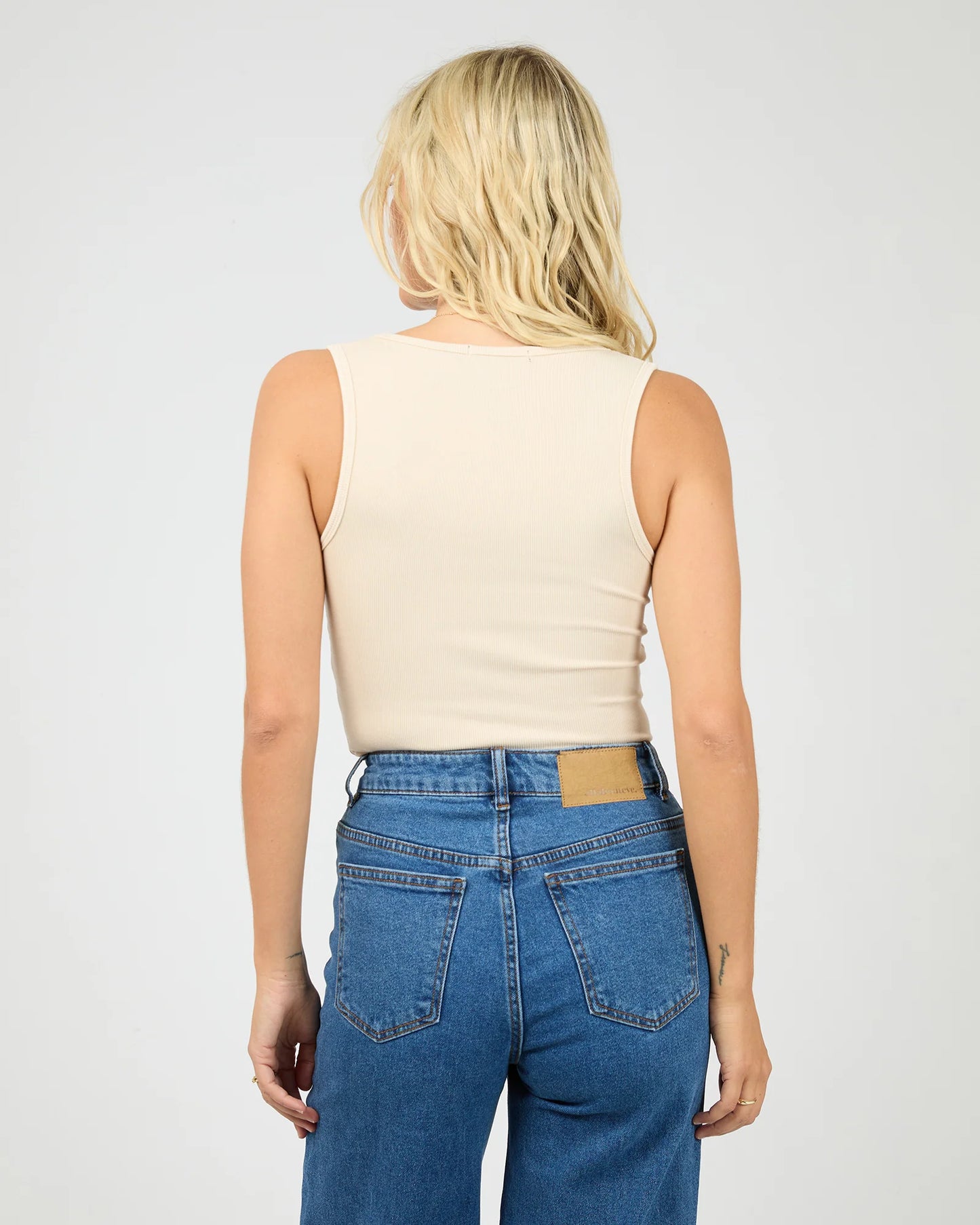 ALL ABOUT EVE Washed Rib Scoop Neck Tank - Vanilla