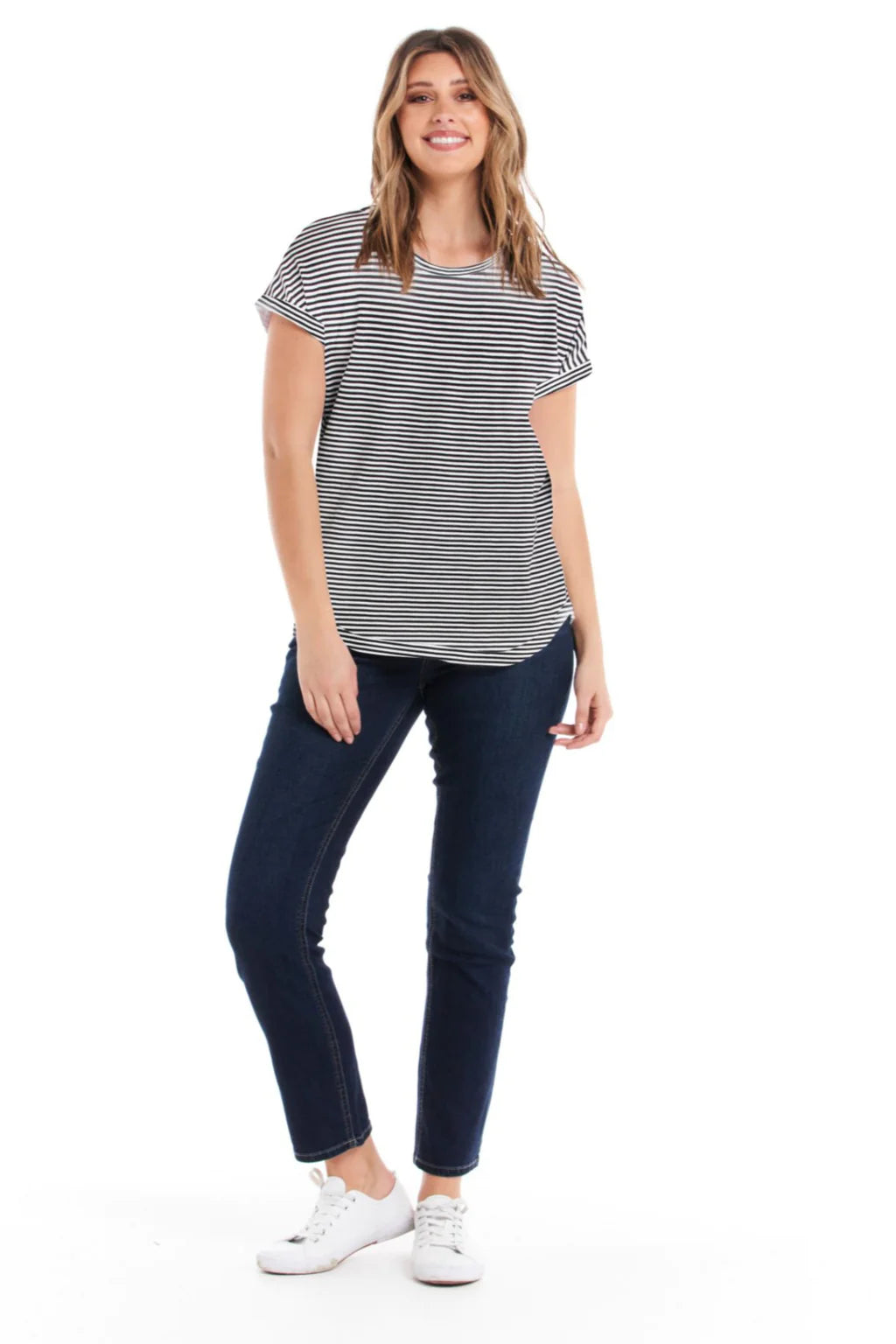 BETTY BASICS HAILEY SHORT SLEEVE TEE - STRIPE