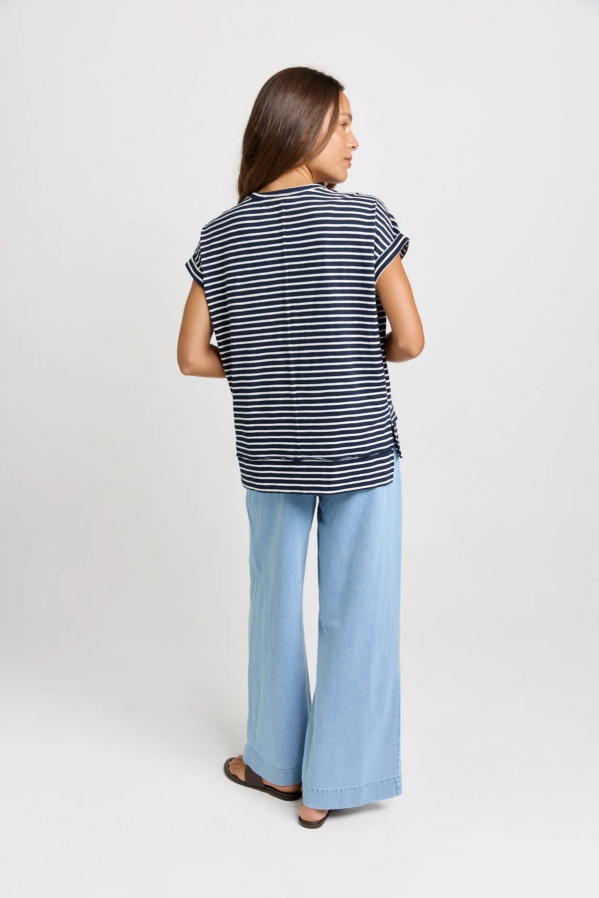 BETTY BASICS Shirley Short Sleeve Tee - Navy Stripe