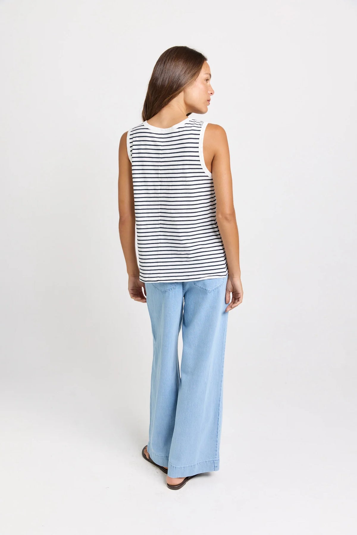 BETTY BASICS Rory Slub Tank - White/Navy Stripe