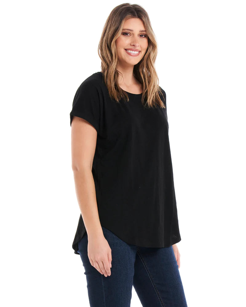 BETTY BASICS HAILEY SHORT SLEEVE TEE - BLACK