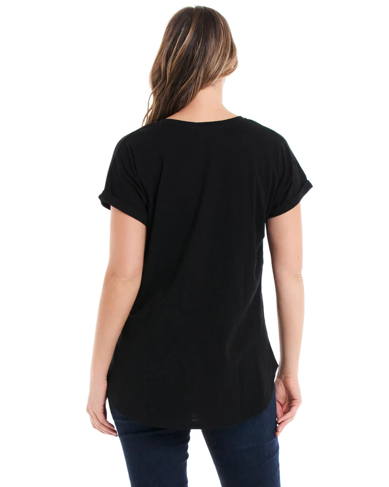 BETTY BASICS HAILEY SHORT SLEEVE TEE - BLACK