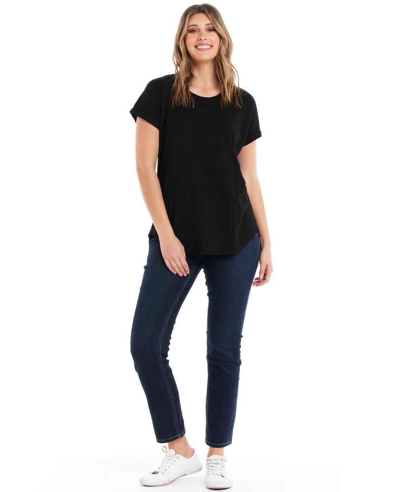 BETTY BASICS HAILEY SHORT SLEEVE TEE - BLACK
