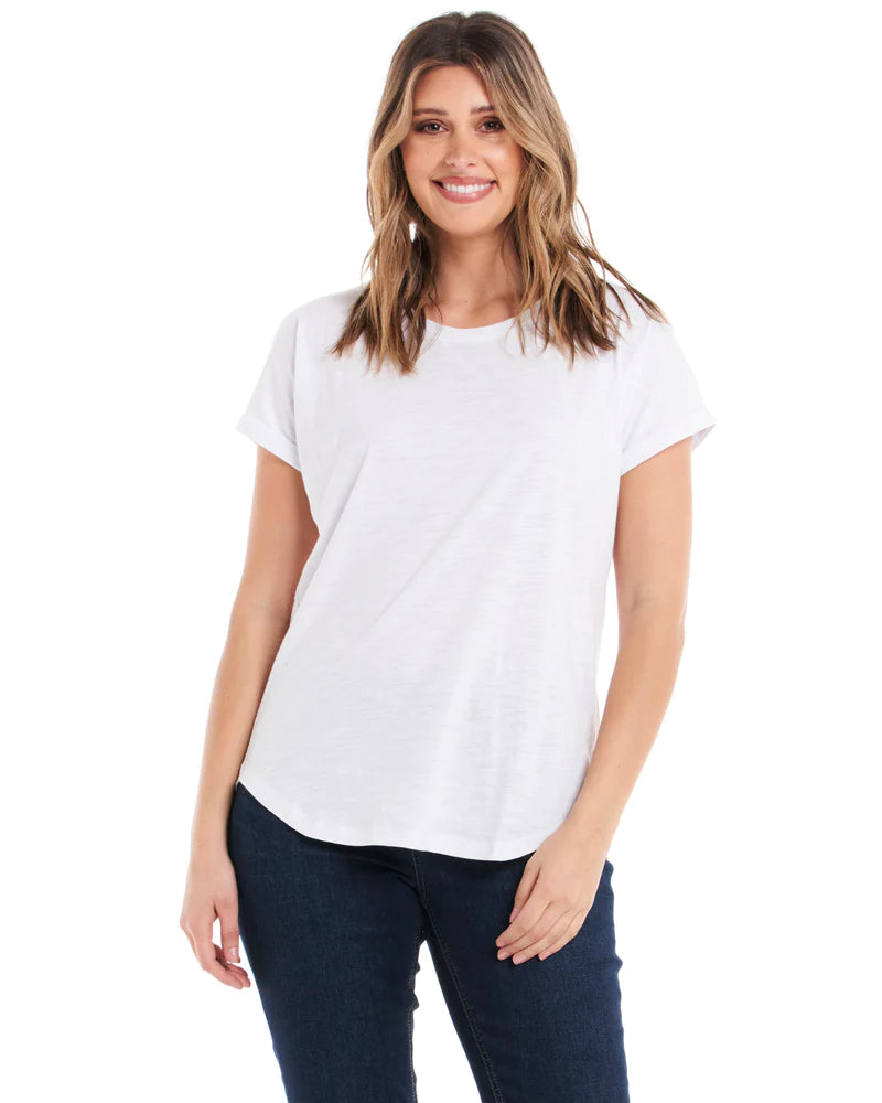 BETTY BASICS HAILEY SHORT SLEEVE TEE - WHITE