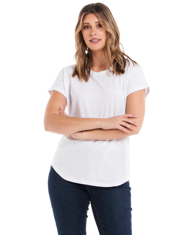 BETTY BASICS HAILEY SHORT SLEEVE TEE - WHITE