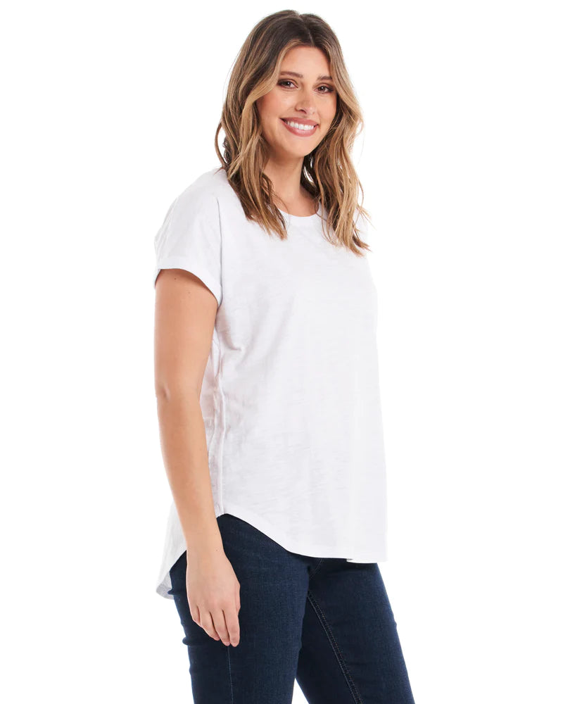 BETTY BASICS HAILEY SHORT SLEEVE TEE - WHITE