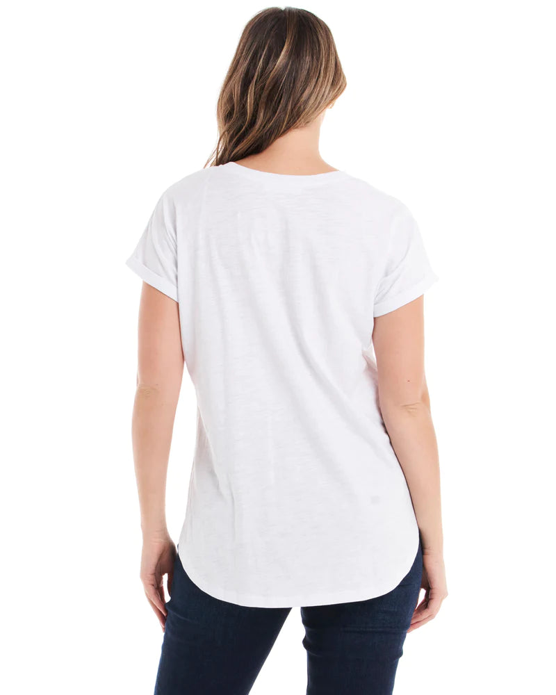 BETTY BASICS HAILEY SHORT SLEEVE TEE - WHITE