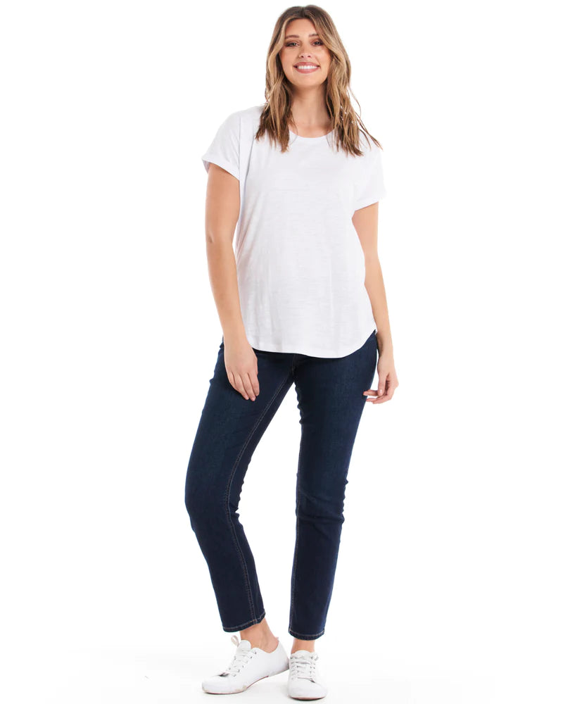 BETTY BASICS HAILEY SHORT SLEEVE TEE - WHITE