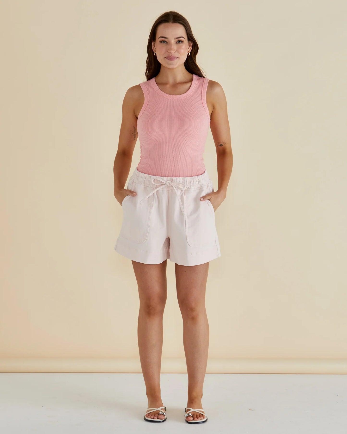 BETTY BASICS Frances Rib Tank - Peach