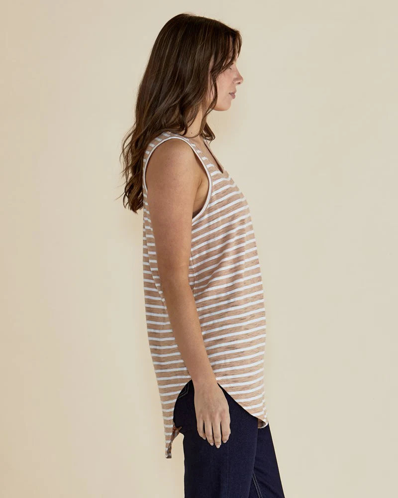 BETTY BASICS KEIRA Tank - Beige Stripe