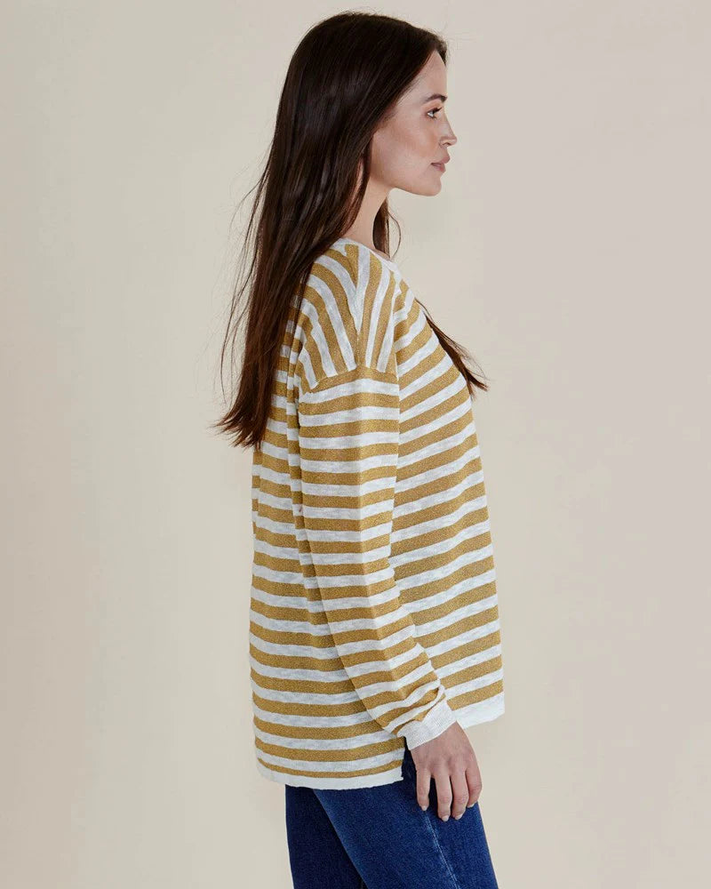 BETTY BASICS Natasha Knit Top - Gold Stripe
