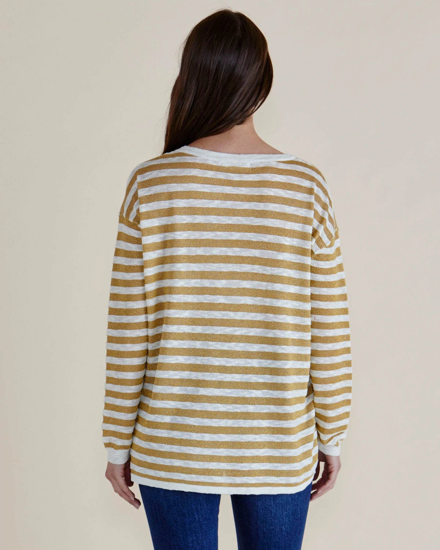 BETTY BASICS Natasha Knit Top - Gold Stripe