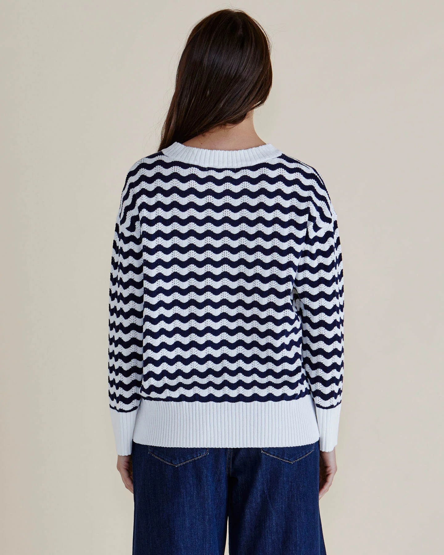 BETTY BASICS Ember Knit Jumper - Navy White Stripe