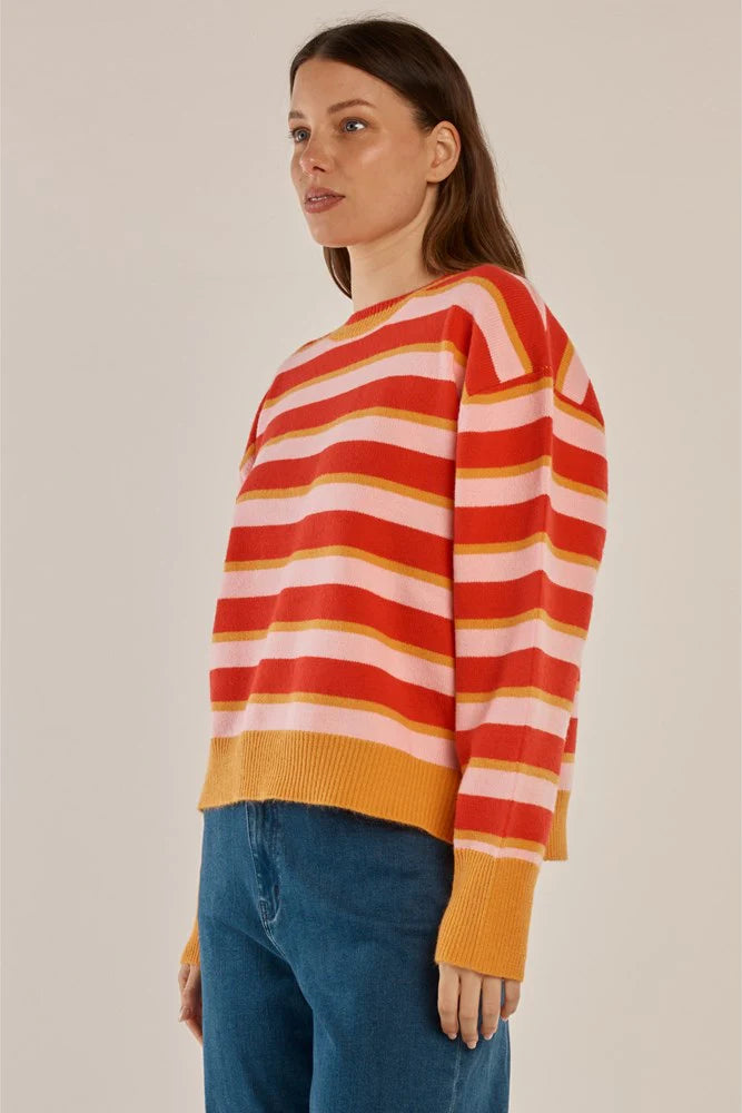 BETTY BASICS Leonie Knit Sweater - Red/Pink Stripe