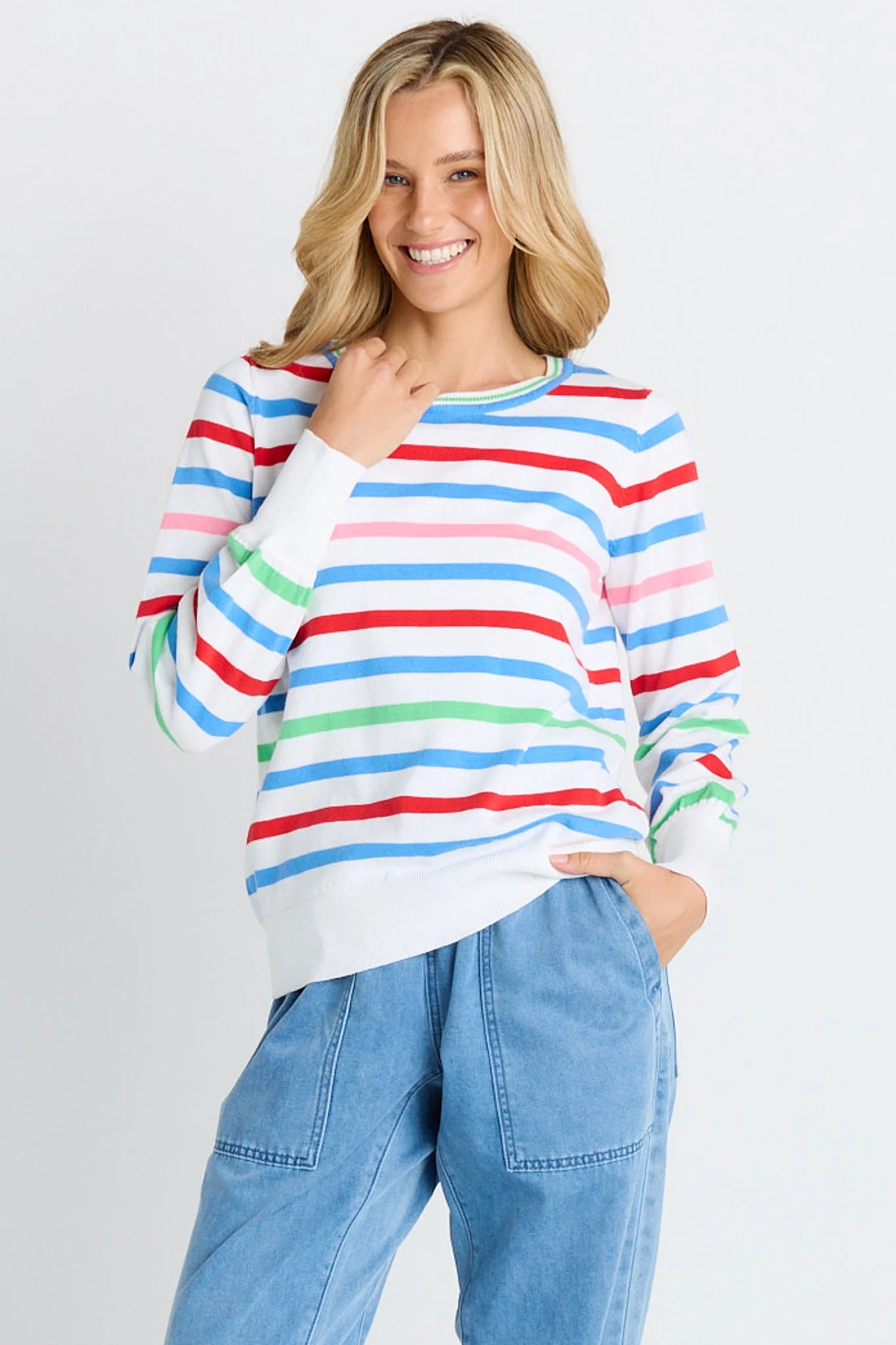BETTY BASICS Indie Knit Sweater - Sorbet Stripe