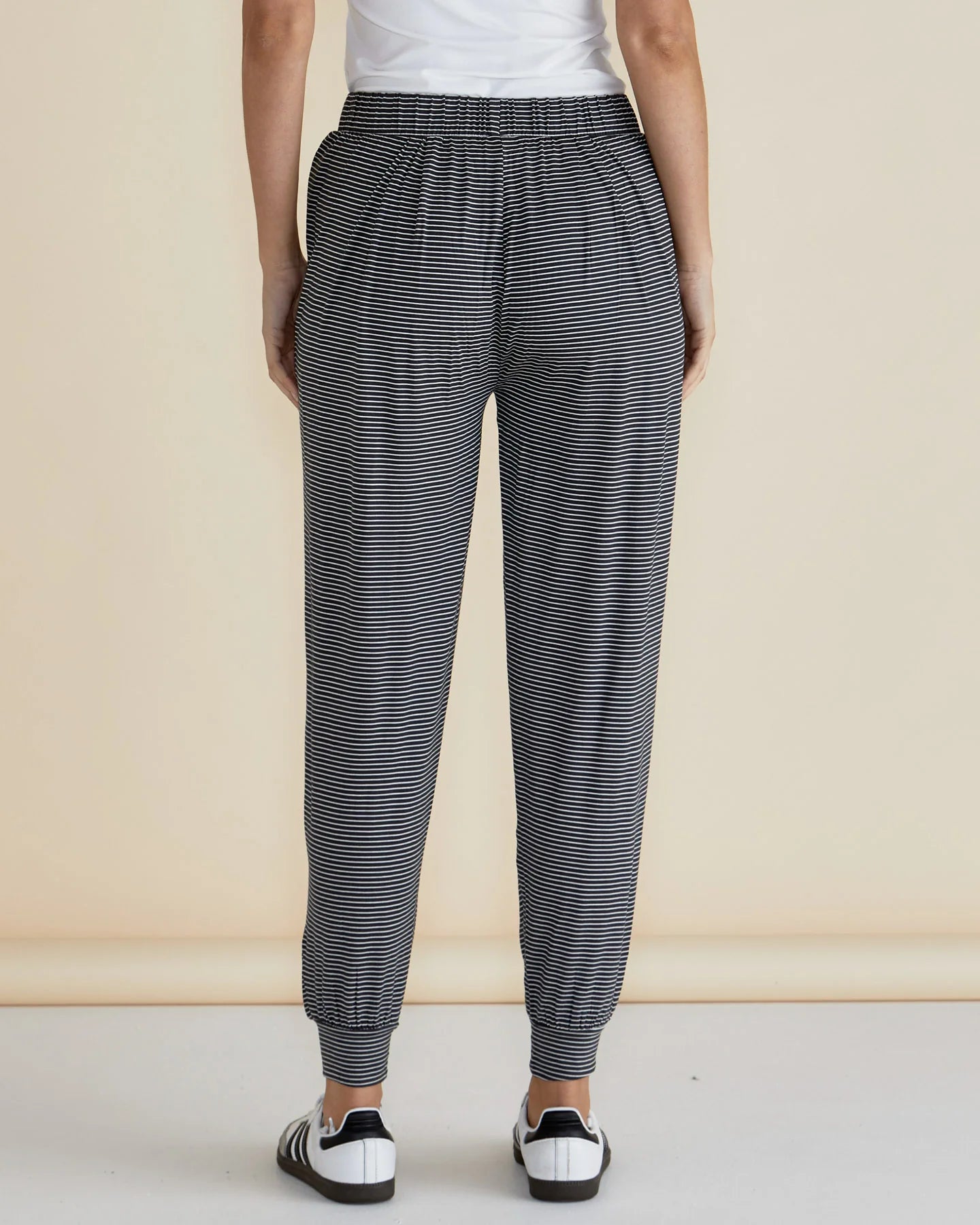 BETTY BASICS PARIS PANT - CHARCOAL STRIPE