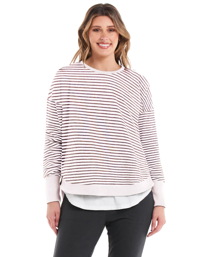 BETTY BASICS LUCY FRENCH TERRY SWEAT - STRIPE