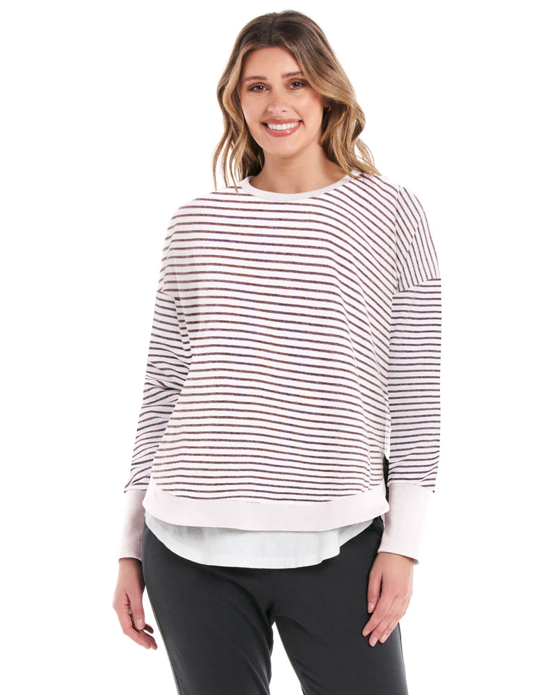 BETTY BASICS LUCY FRENCH TERRY SWEAT - STRIPE