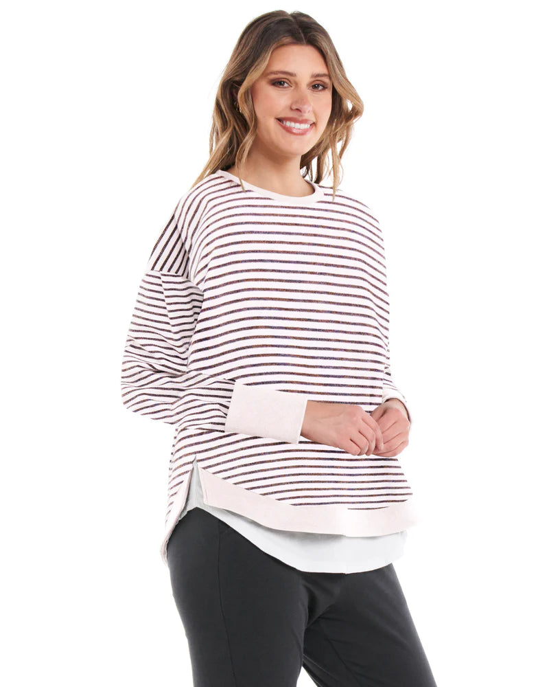 BETTY BASICS LUCY FRENCH TERRY SWEAT - STRIPE