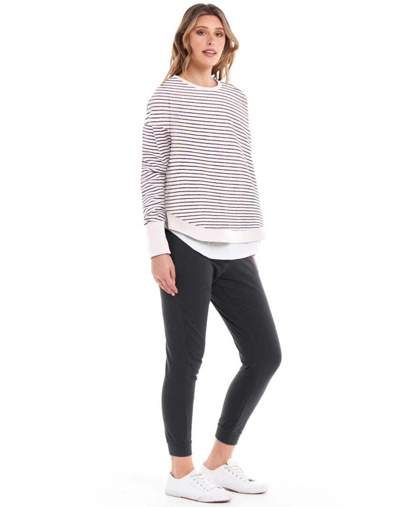 BETTY BASICS LUCY FRENCH TERRY SWEAT - STRIPE
