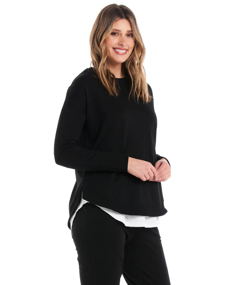 BETTY BASICS LUCY FRENCH TERRY SWEAT - BLACK