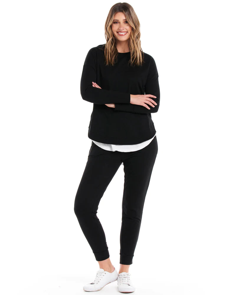 BETTY BASICS LUCY FRENCH TERRY SWEAT - BLACK