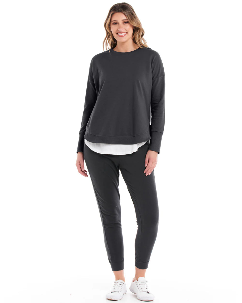 BETTY BASICS LUCY FRENCH TERRY SWEAT - GUNMETAL