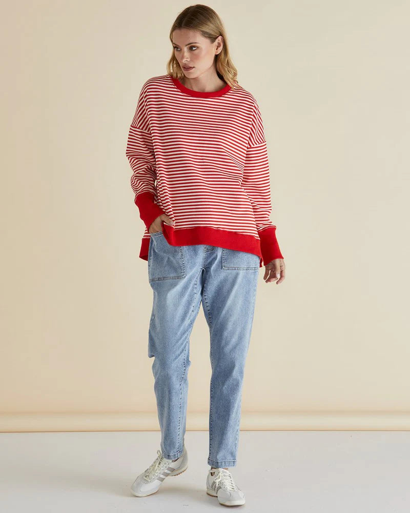 BETTY BASICS Cove Sweat - Red Stripe