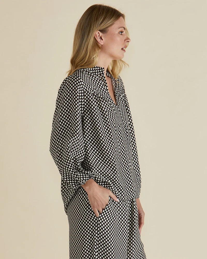 BETTY BASICS Apollo Blouse - Chocolate Print