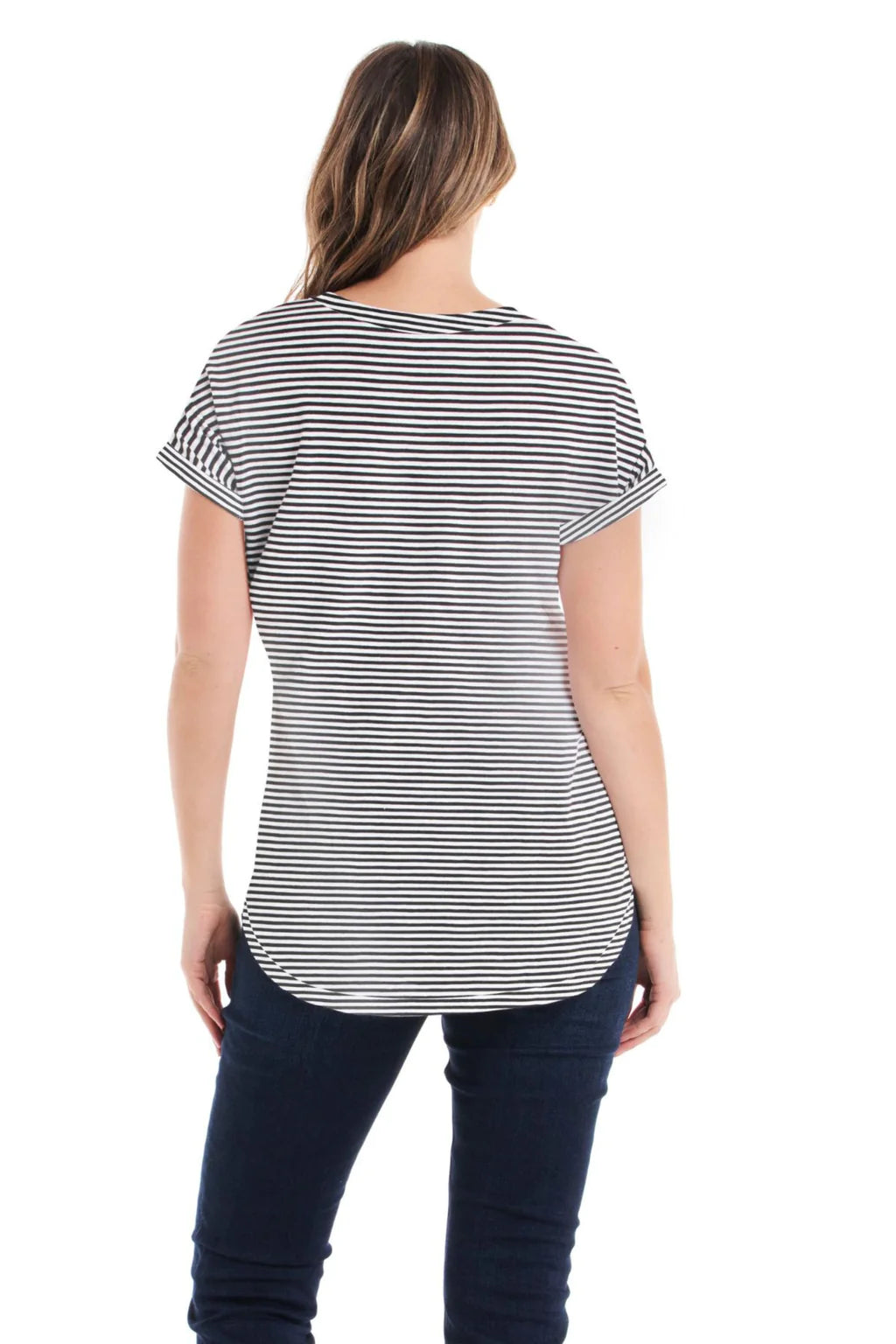 BETTY BASICS HAILEY SHORT SLEEVE TEE - STRIPE