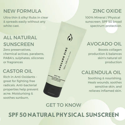 AVOCADO ZINC SPF 50 Natural Physical Suncreen