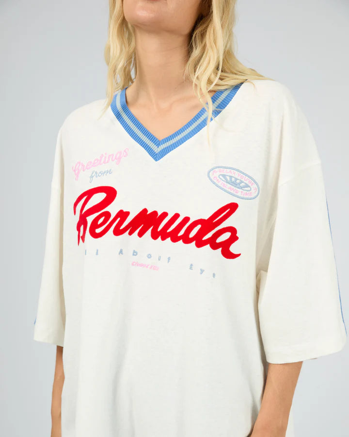 AAE Bermuda Oversized V Neck Tee - Vintage White