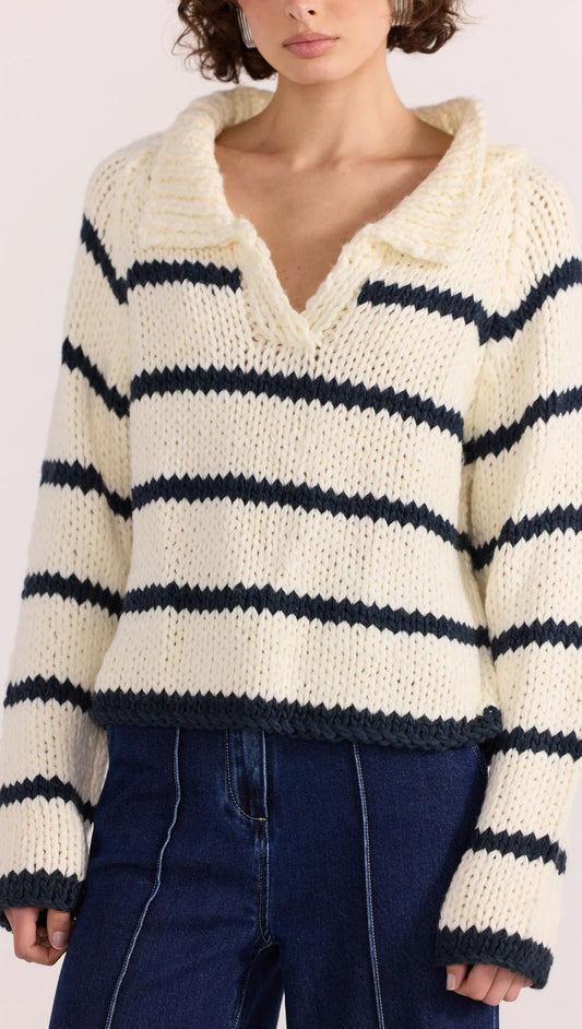 STAPLE THE LABEL Frankie Stripe Jumper - Cream/Navy